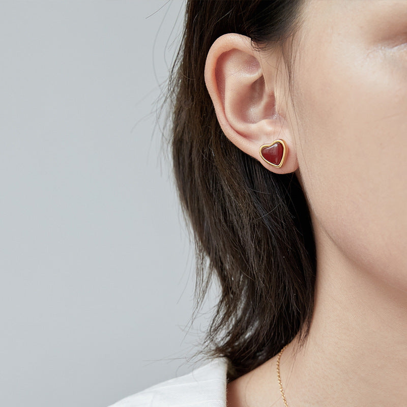 Wholesale Red Agate Heart Shape Love Collarbone Chain Necklace